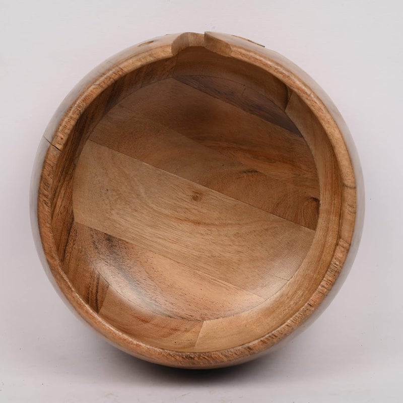 EDHAS Acacia Wood Yarn Bowl Holder | Handmade Holder with Holes | Yarn/Wool/String Storage Accessory (7" x 7" x 4") - Image 3